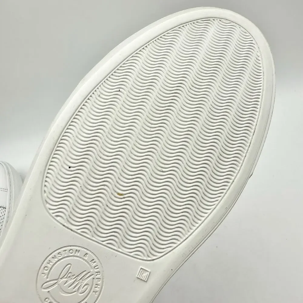 Johnston & Murphy Mens Jake Perf U Lace to Toe Sneaker US 8.5 White Leather EUC